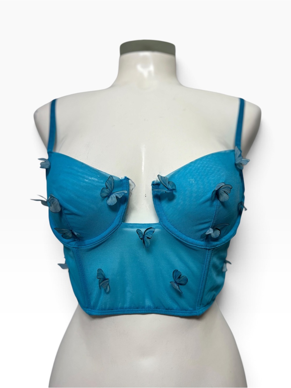 Turquoise Butterfly Appliqué Longline Bralette